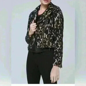White House Black Market Black Lace Moto Jacket Size Small NWT